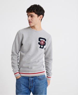 Superdry Varsity Chenielle Férfi Pulóver Szürke | YXZCR6341